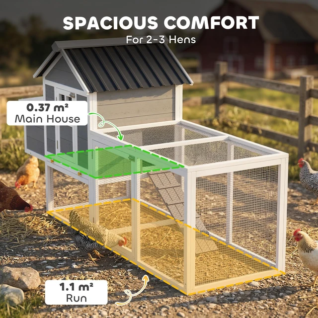 Alt view image 6 of 7 - Paw Hut 82 Inch Wooden Chicken Coop, Large Outdoor Hen Poultry Hutch for 2 Hens Chicken with Nesting Box Pull Tray