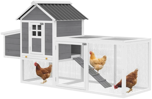 Main image of Paw Hut 82 Inch Wooden Chicken Coop, Large Outdoor Hen Poultry Hutch for 2 Hens Chicken with Nesting Box Pull Tray