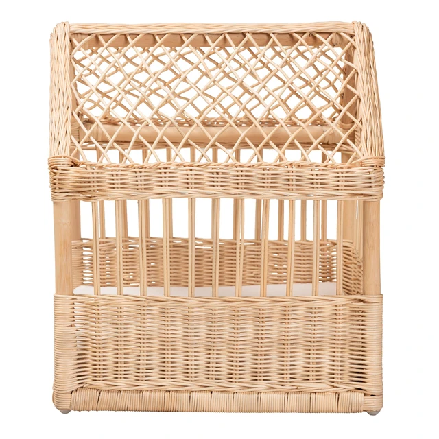 Alt view image 3 of 6 - Bohemian Rattan Pet Bed, Brown White, Pet Beds Furniture