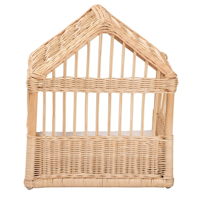 Alt view image 4 of 6 - Bohemian Rattan Pet Bed, Brown White, Pet Beds Furniture