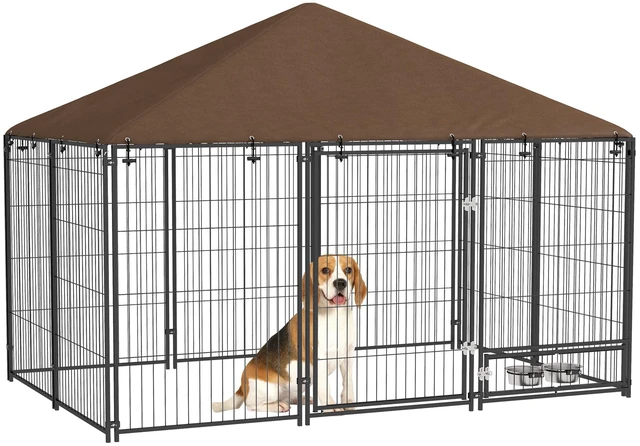 Main image of Paw Hut Outside Dog Kennel, 6.9 4.6 Puppy Play Pen Canopy Secure Lock Heavy Duty Welded Wire Steel Rotating Bowl