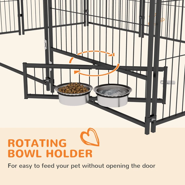 Alt view image 6 of 7 - Paw Hut Outside Dog Kennel, 6.9 4.6 Puppy Play Pen Canopy Secure Lock Heavy Duty Welded Wire Steel Rotating Bowl