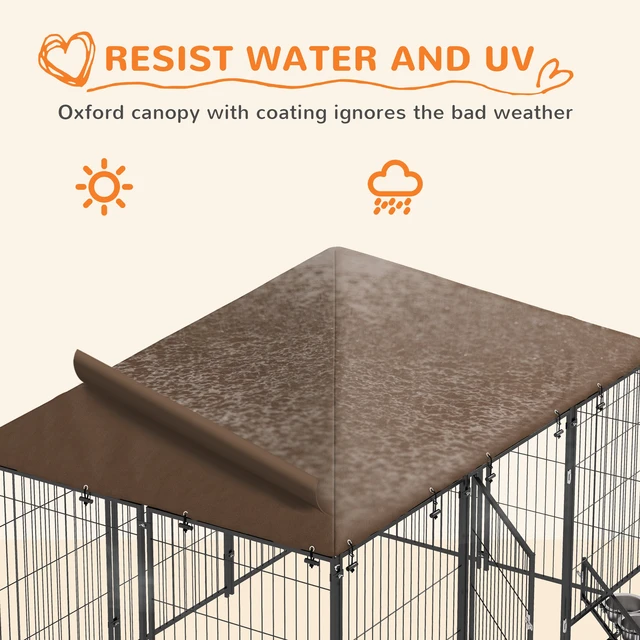 Alt view image 7 of 7 - Paw Hut Outside Dog Kennel, 6.9 4.6 Puppy Play Pen Canopy Secure Lock Heavy Duty Welded Wire Steel Rotating Bowl