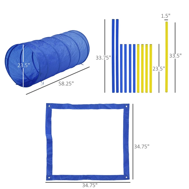 Alt view image 3 of 6 - Competitive Dog Agility Training Kit Obstacle Course Equipment, Blue, Polyester, Pet Beds Furniture