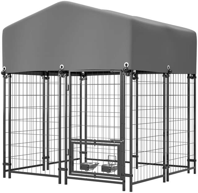 Main image of Outdoor Dog Kennel 4.23 3.83 with Roof, Heavy Duty Welded Wire Crate All Weather Protection and Safe Lock Design