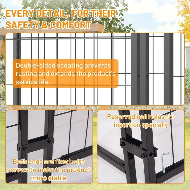 Alt view image 3 of 7 - Outdoor Dog Kennel 4.23 3.83 with Roof, Heavy Duty Welded Wire Crate All Weather Protection and Safe Lock Design