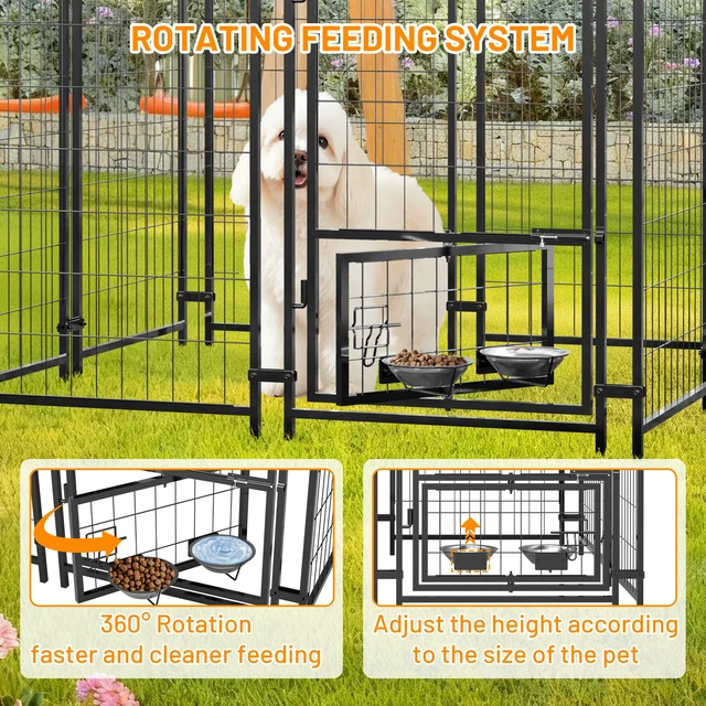 Alt view image 6 of 7 - Outdoor Dog Kennel 4.23 3.83 with Roof, Heavy Duty Welded Wire Crate All Weather Protection and Safe Lock Design