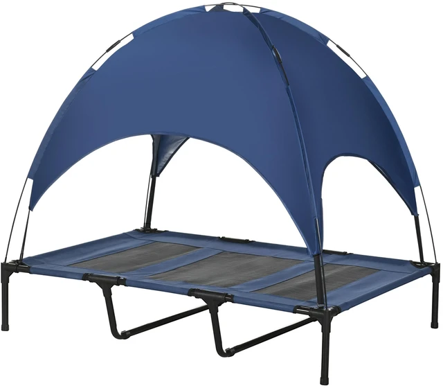 Alt view image 2 of 7 - Pet Bed, Elevated Portable Dog Cot, Black Dark Blue, Mesh, Metal and Oxford Fabric, Pet Beds Furniture