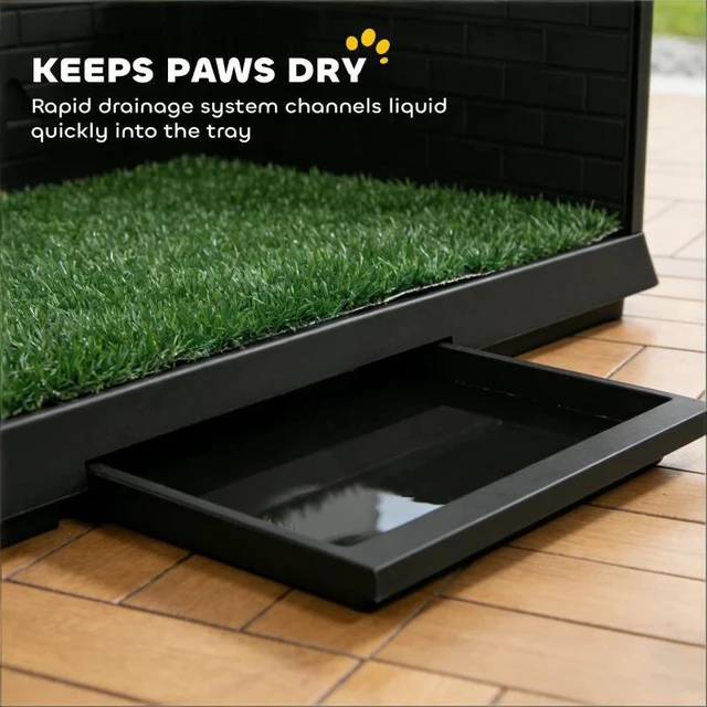 Alt view image 6 of 7 - Pee Pad, Pet Toilet Dog Grass Pad with Semi Enclosed Walls for Small Medium Dog, Black Green, Polyethylene