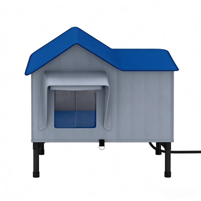 Alt view image 2 of 7 - Weatherproof Heated Outdoor Cat with Heating Pad, Elevated Base and Safety Escape Door for Stray and Barn Cats, Light