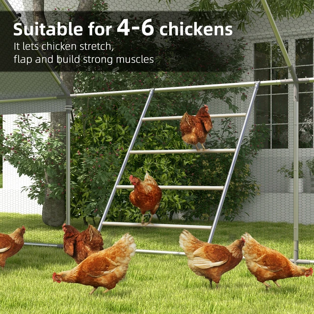Alt view image 4 of 7 - Paw Hut Chicken Perch for Coop, Wooden and Galvanized Steel Jungle Gym Roosting Bar Ladder for Poultry Inchx, Natural