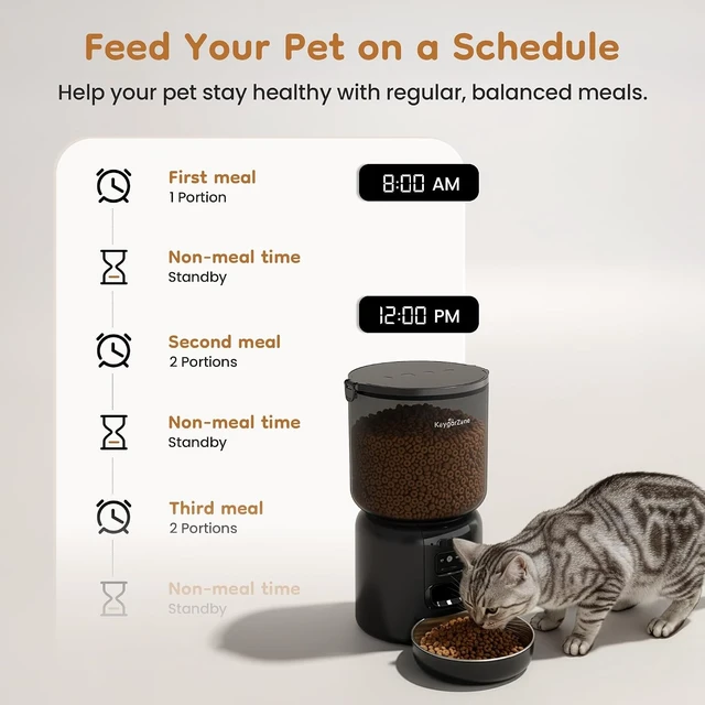 Alt view image 6 of 7 - Automatic Cat Feeder, Adjustable 1080p Camera and App Control Cat Food Dispenser Automatic Feeder Dry Food with Dual