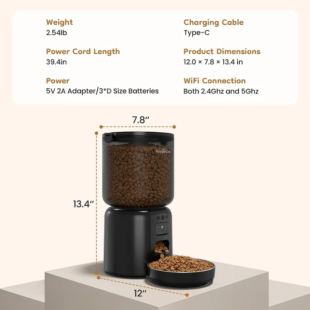 Alt view image 3 of 7 - Automatic Cat Feeder, Adjustable 1080p Camera and App Control Cat Food Dispenser Automatic Feeder Dry Food with Dual