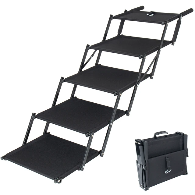 Main image of Extra Wide Foldable Dog Stairs, Pet Ramp with Non Slip Surface and Soft Foam Handle Dogs Stairs for Cars High Beds