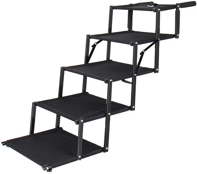Alt view image 6 of 7 - Extra Wide Foldable Dog Stairs, Pet Ramp with Non Slip Surface and Soft Foam Handle Dogs Stairs for Cars High Beds