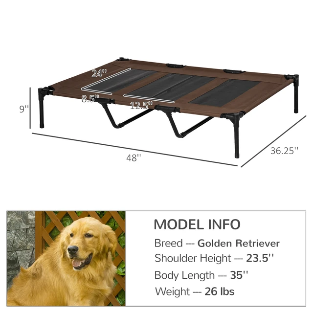 Alt view image 7 of 7 - Paw Hut Inchx 36 Inch Elevated Breathable Dog Bed Portable Pet Cot Carry Bag Metal Frame Breathable Mesh Indoor
