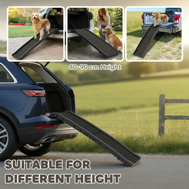 Alt view image 6 of 7 - Paw Hut Folding Dog Ramp for Car, Truck SUV 61 Inches Portable Pet Ramp with Frosted Surface Non Slip with Raised Side