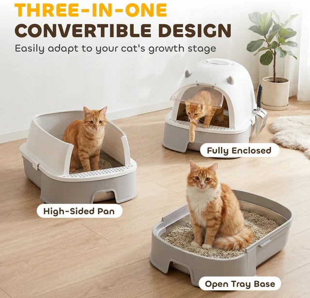 Alt view image 3 of 7 - Paw Hut Stainless Steel Cat Litter Box, Large Hooded Kitty Litter Box with Removable Lid Scoop and Carbon Filters