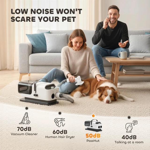 Alt view image 2 of 7 - Paw Hut Dog Grooming Vacuum and Dryer, 5 in Pet Grooming Kit with Electric Clipper 50d Low Noise 12kpa Dog Vacuum