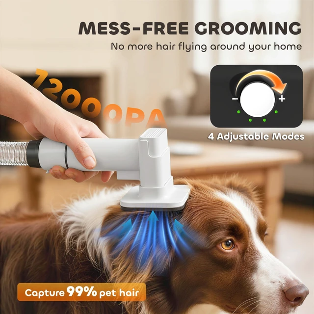 Alt view image 4 of 7 - Paw Hut Dog Grooming Vacuum and Dryer, 5 in Pet Grooming Kit with Electric Clipper 50d Low Noise 12kpa Dog Vacuum
