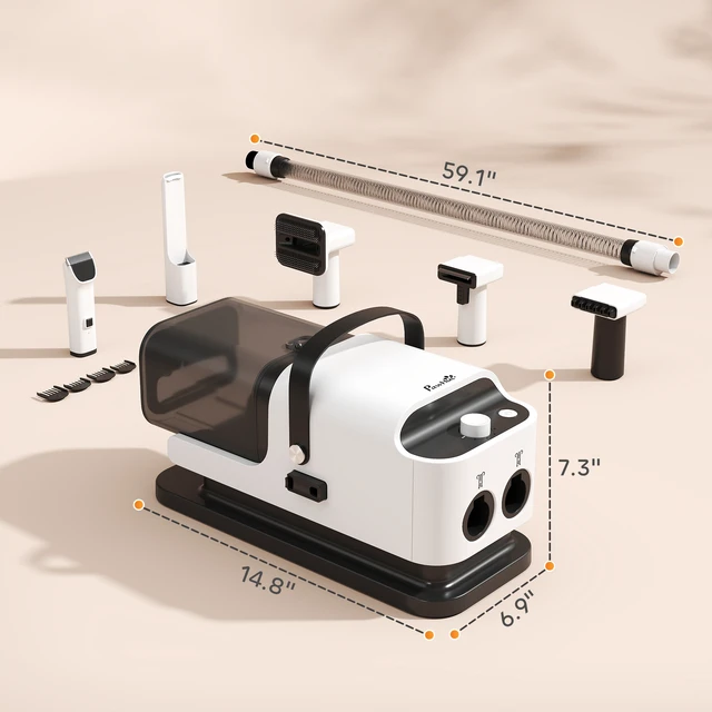 Alt view image 7 of 7 - Paw Hut Dog Grooming Vacuum and Dryer, 5 in Pet Grooming Kit with Electric Clipper 50d Low Noise 12kpa Dog Vacuum