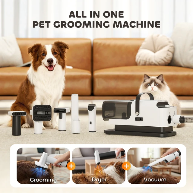 Alt view image 6 of 7 - Paw Hut Dog Grooming Vacuum and Dryer, 5 in Pet Grooming Kit with Electric Clipper 50d Low Noise 12kpa Dog Vacuum