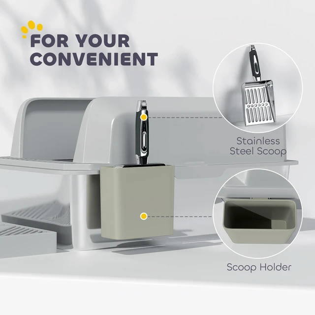 Alt view image 3 of 7 - Paw Hut Stainless Steel Litter Box, Metal Litter Box High Sided Anti Urine Leakage Non Sticky Cat Pan with Metal Scoop