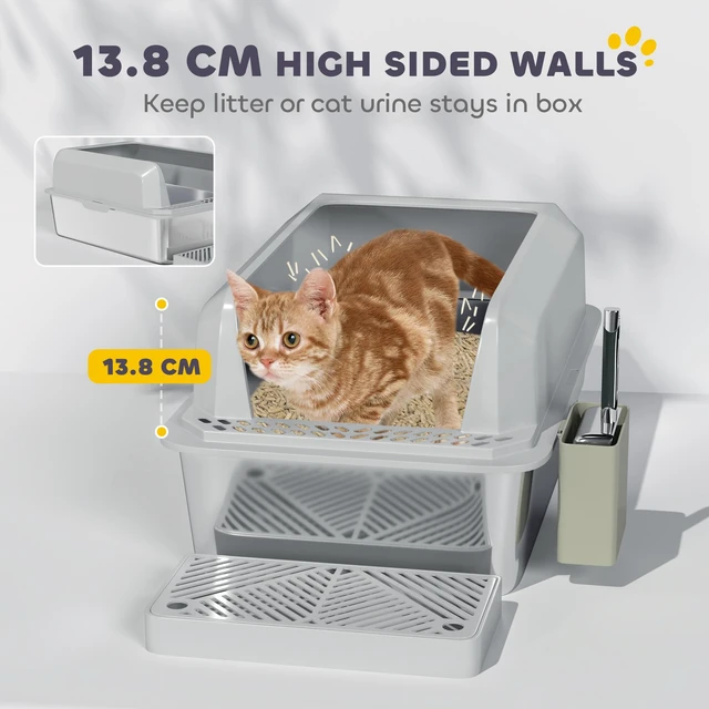 Alt view image 6 of 7 - Paw Hut Stainless Steel Litter Box, Metal Litter Box High Sided Anti Urine Leakage Non Sticky Cat Pan with Metal Scoop