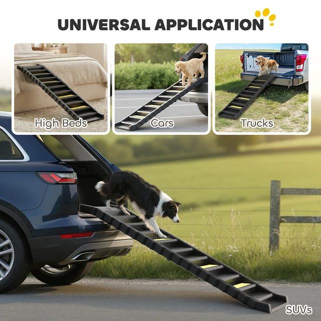 Alt view image 3 of 7 - Paw Hut Dog Stairs for Car Truck SUV, Foldable Dog Ramp for Medium Small Dogs Folding Pet Stairs with Non-Slip Strips
