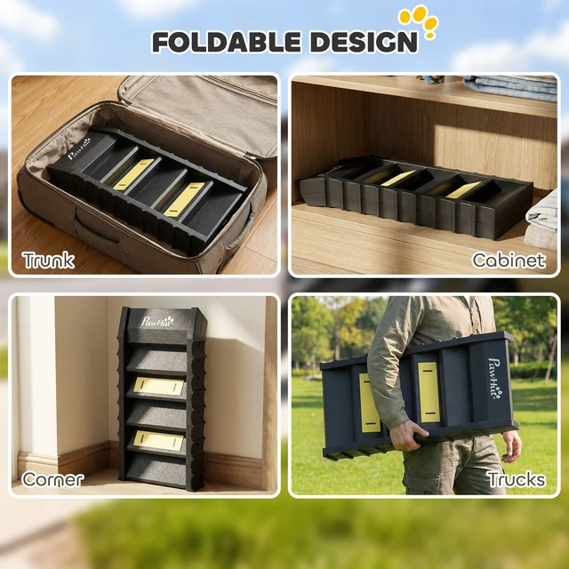 Alt view image 4 of 7 - Paw Hut Dog Stairs for Car Truck SUV, Foldable Dog Ramp for Medium Small Dogs Folding Pet Stairs with Non-Slip Strips