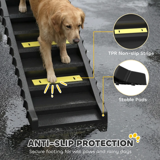 Alt view image 5 of 7 - Paw Hut Dog Stairs for Car Truck SUV, Foldable Dog Ramp for Medium Small Dogs Folding Pet Stairs with Non-Slip Strips