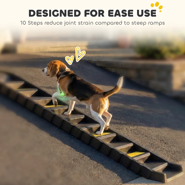 Alt view image 6 of 7 - Paw Hut Dog Stairs for Car Truck SUV, Foldable Dog Ramp for Medium Small Dogs Folding Pet Stairs with Non-Slip Strips