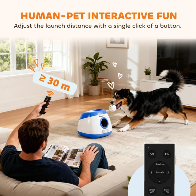 Alt view image 3 of 7 - Paw Hut Automatic Dog Ball Launcher, Rechargeable Dog Ball Thrower with Remote Control Adjustable Distance 40 ft 60 ft