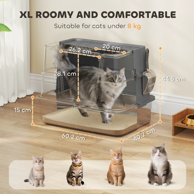 Alt view image 7 of 7 - Paw Hut Stainless Steel Litter Box with Lid, Extra Large Top and Side Entry Enclosed Litter Box for Big Cats with 100°