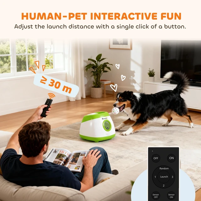 Alt view image 3 of 7 - Paw Hut Automatic Dog Ball Launcher, Rechargeable Dog Ball Thrower with Remote Control Adjustable Distance 40 ft 60 ft