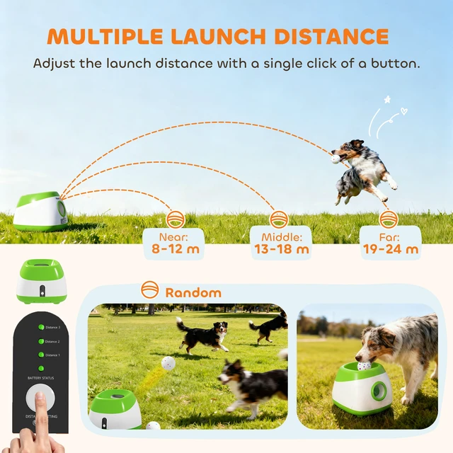 Alt view image 5 of 7 - Paw Hut Automatic Dog Ball Launcher, Rechargeable Dog Ball Thrower with Remote Control Adjustable Distance 40 ft 60 ft