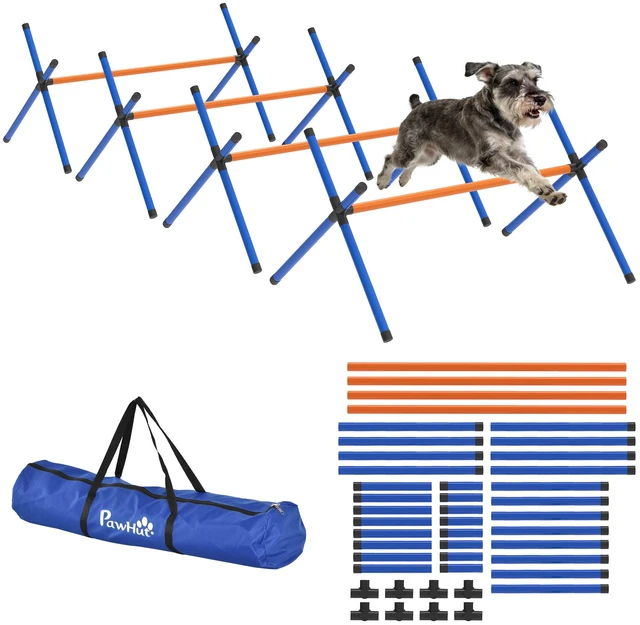 Main image of Paw Hut 4 Pieces Dog Agility Training Equipment, Dog Agility Course Set with Adjustable Height and Carry Bag Indoor