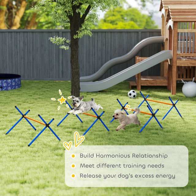 Alt view image 3 of 7 - Paw Hut 4 Pieces Dog Agility Training Equipment, Dog Agility Course Set with Adjustable Height and Carry Bag Indoor
