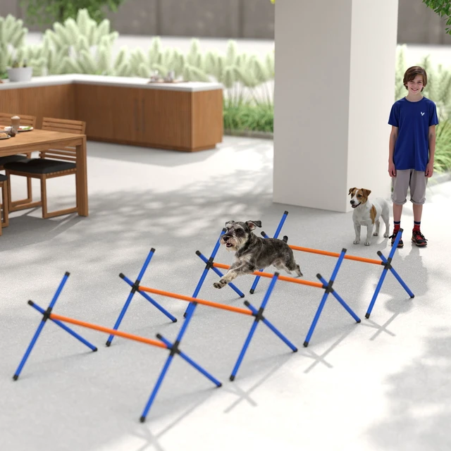 Alt view image 2 of 7 - Paw Hut 4 Pieces Dog Agility Training Equipment, Dog Agility Course Set with Adjustable Height and Carry Bag Indoor
