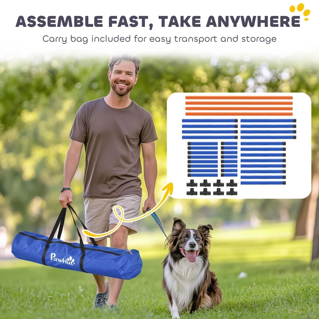 Alt view image 4 of 7 - Paw Hut 4 Pieces Dog Agility Training Equipment, Dog Agility Course Set with Adjustable Height and Carry Bag Indoor