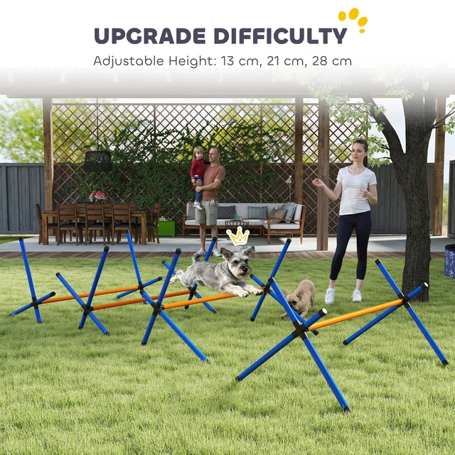 Alt view image 5 of 7 - Paw Hut 4 Pieces Dog Agility Training Equipment, Dog Agility Course Set with Adjustable Height and Carry Bag Indoor