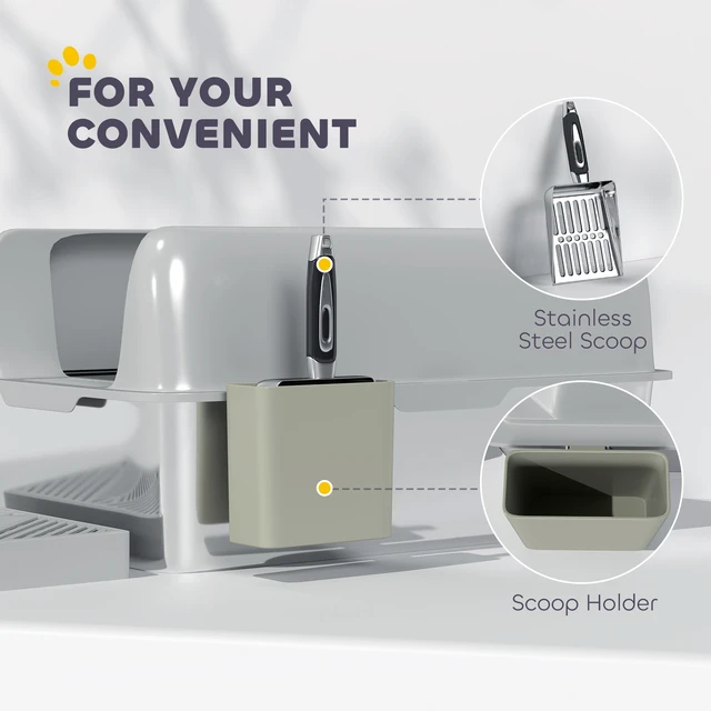 Alt view image 3 of 7 - Paw Hut Stainless Steel Litter Box, Easy Clean Metal Litter Box with High Sided for Anti Urine Leakage Cat Pan