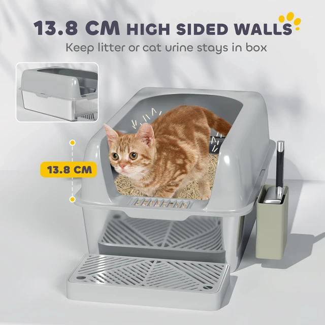 Alt view image 6 of 7 - Paw Hut Stainless Steel Litter Box, Easy Clean Metal Litter Box with High Sided for Anti Urine Leakage Cat Pan