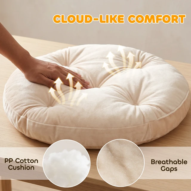 Alt view image 5 of 7 - Paw Hut Rattan Cat Bed, Elevated Handwoven Cat Basket Bed with Soft Cushion and Metal Base Indoor Kitty Furniture