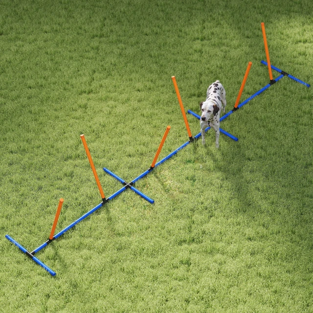 Alt view image 2 of 7 - Paw Hut Adjustable Dog Agility Training Equipment, Dog Agility Course Set with Weaves Poles Carry Bag and Ground Stakes