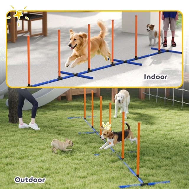 Alt view image 3 of 7 - Paw Hut Adjustable Dog Agility Training Equipment, Dog Agility Course Set with Weaves Poles Carry Bag and Ground Stakes