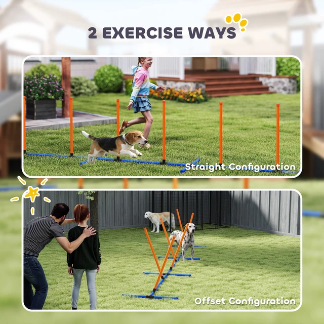 Alt view image 6 of 7 - Paw Hut Adjustable Dog Agility Training Equipment, Dog Agility Course Set with Weaves Poles Carry Bag and Ground Stakes