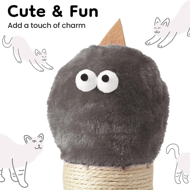Alt view image 3 of 7 - 22 Inch Cat Scratching Post, Sisal Cat Scratcher with Interactive Hanging Toy Monster Scratch Pole for Indoor Cats