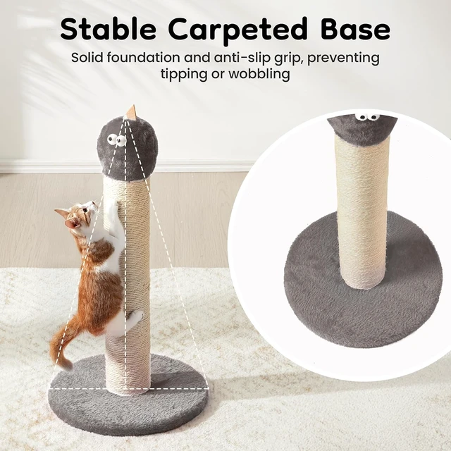 Alt view image 4 of 7 - 22 Inch Cat Scratching Post, Sisal Cat Scratcher with Interactive Hanging Toy Monster Scratch Pole for Indoor Cats