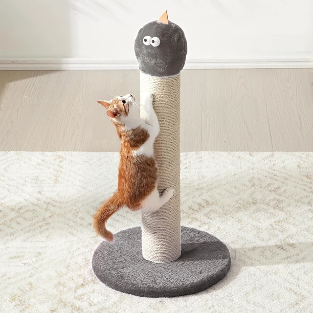Alt view image 6 of 7 - 22 Inch Cat Scratching Post, Sisal Cat Scratcher with Interactive Hanging Toy Monster Scratch Pole for Indoor Cats